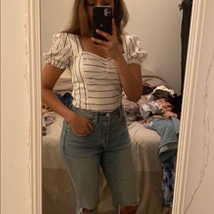 Forever 21 cute white and black striped top